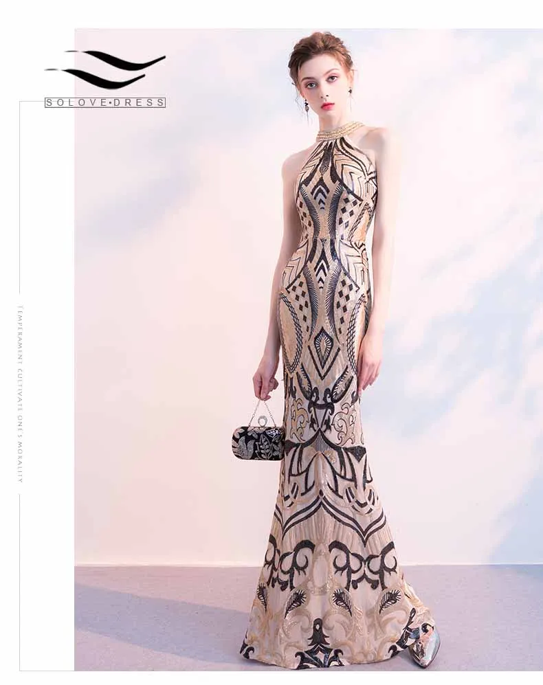 Женское вечернее платье с узорчатым принтом SOLOVEDRESS длинное облегающее в стиле