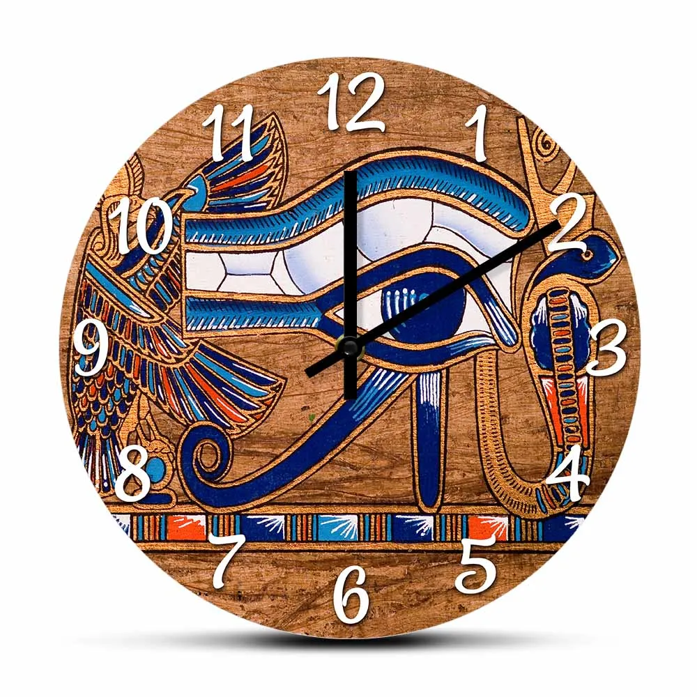 

Egyptian Papyrus Depicting Horus Eye Moder Wall Clock Egypt Wadjet Artwork Udjat Home Decor Seeing Ra Ankh Goddess Eye Clock