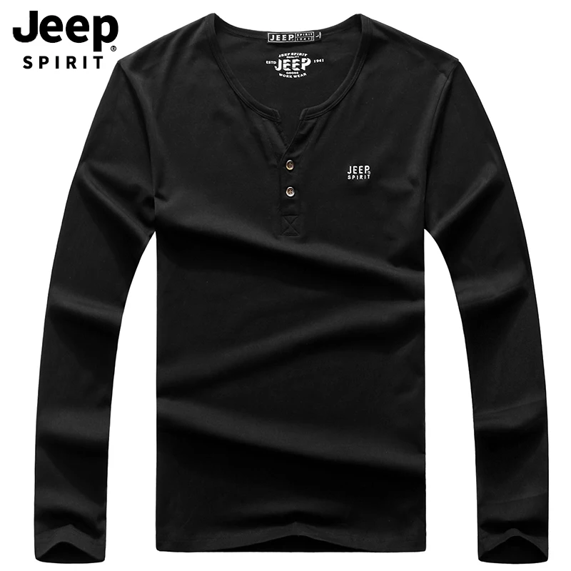 JEEP SPIRIT Новая Осенняя футболка мужская с круглым вырезом и длинным рукавом мужская футболка Homme пять цветов футболка Homme