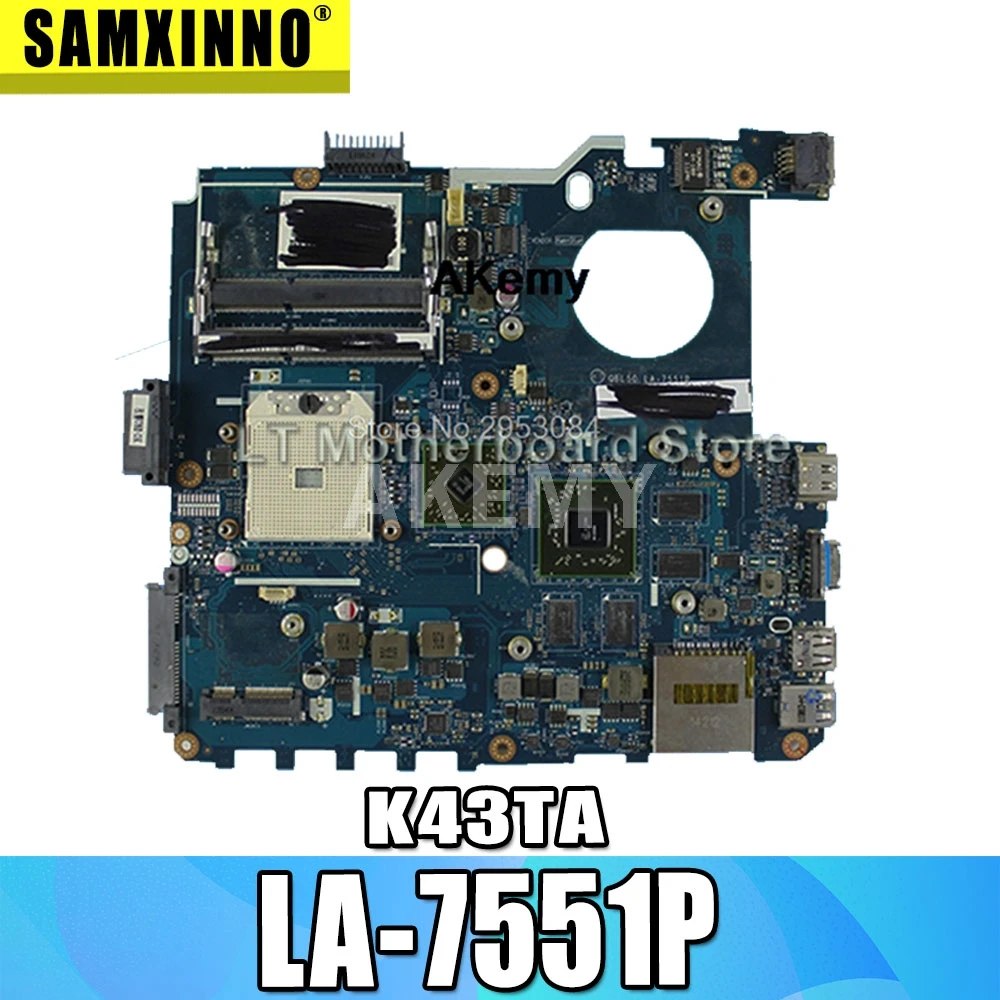 Материнская плата для ноутбука For Asus K43T K43TA K43TK X43T LA 7551P системная логическая