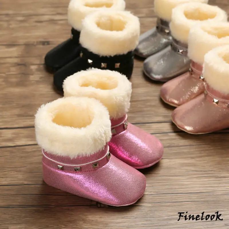 Модное платье с блестками и зимние детские ботинки для маленьких девочек обувь