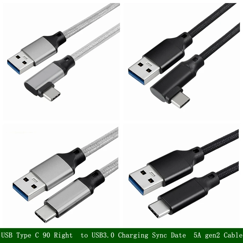 Кабель USB Type-C 90 для зарядки и синхронизации данных 5A gen2 C VR AR Galaxy Note 8 S8 Plus Huawei mate 20