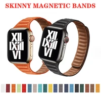 slim leather link loop strap for apple watch band 45mm 44mm 40mm iwatch series 7 6 se 5 4 3 2 1 bracelet 41mm 42mm 38mm wristban