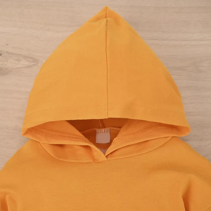 Весна-Осень 2020 повседневный однотонный топ с капюшоном для маленьких девочек