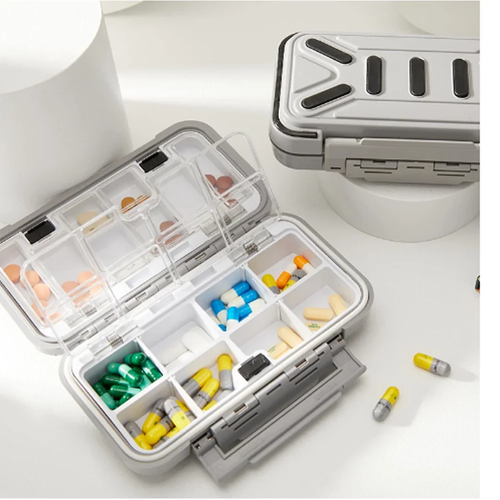 

Дорожный Чехол для таблеток, контейнер для хранения лекарств, независимая решетчатая коробка для таблеток, коробка для рыболовных снастей