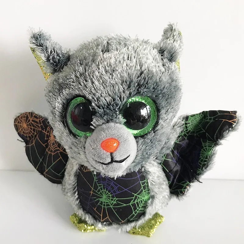 

New 6" 15cm Ty Big Eyes Stuffed Peas Plush Animal Vlad Halloween Bat Collection Doll Gray bat Children's Birthday Gift
