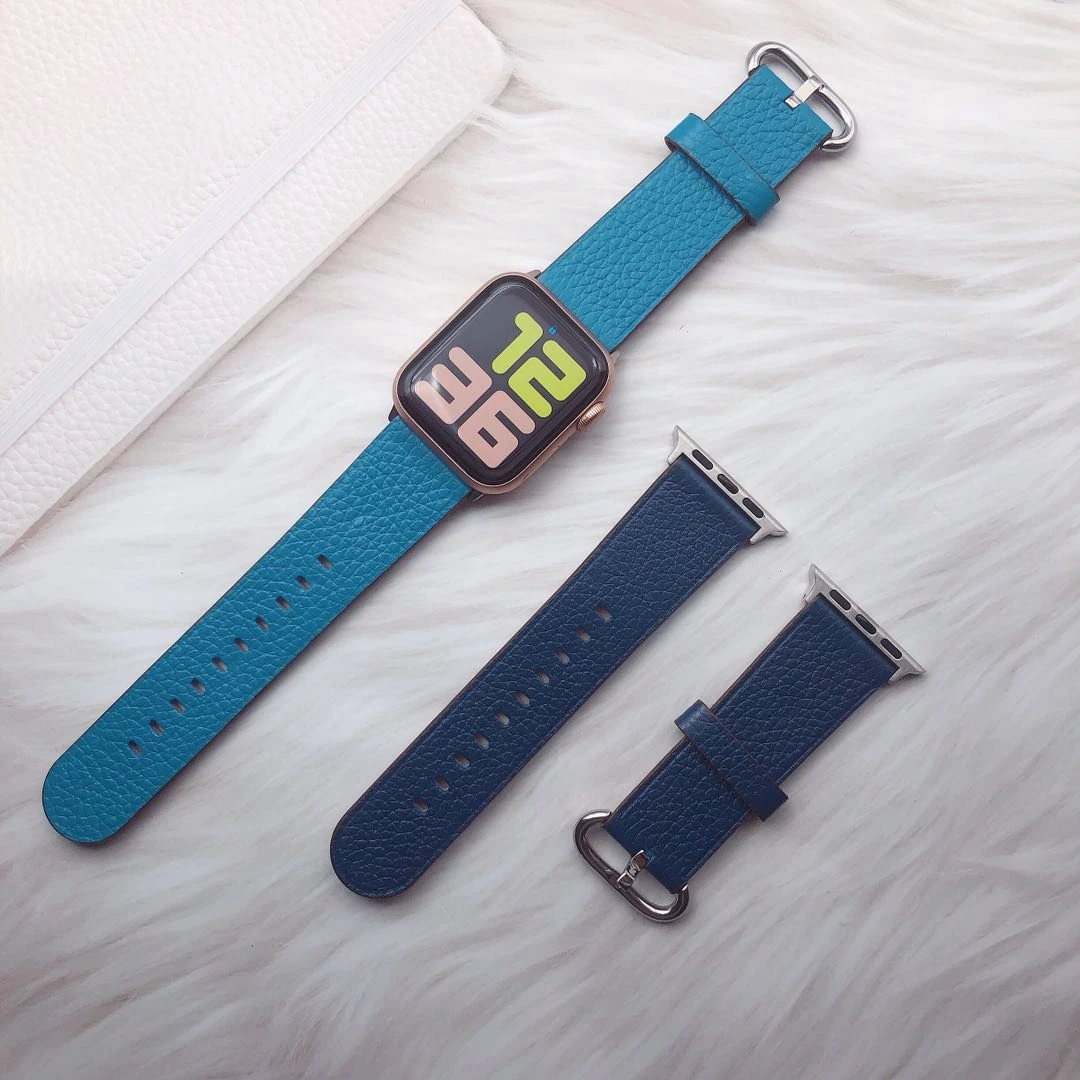 Ремешок кожаный для iWatch series 5 4 3 2 1 сменный классический браслет с пряжкой Apple Watch 38