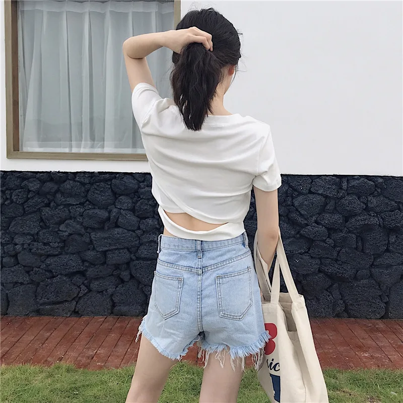 

Short-sleeved female 2020 new spring and summer fashion sexy solid color T-shirt top