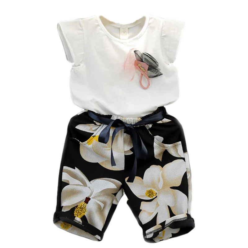 

Girls Set 2020 Summer New Kids Casual Clothes Vest and Flowers Pants Outfits Toddler Baby Costume Clothing 2Pcs Baby Suit 3 7Y