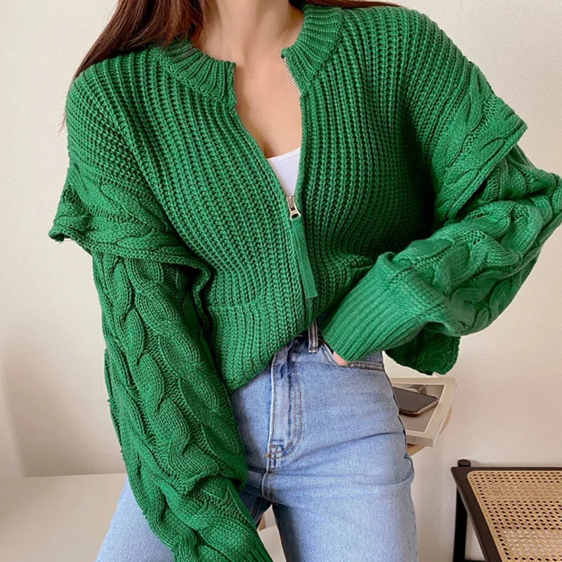 Весенние зеленые кардиганы для женщин осенний Новый ретро стиль ленивый на