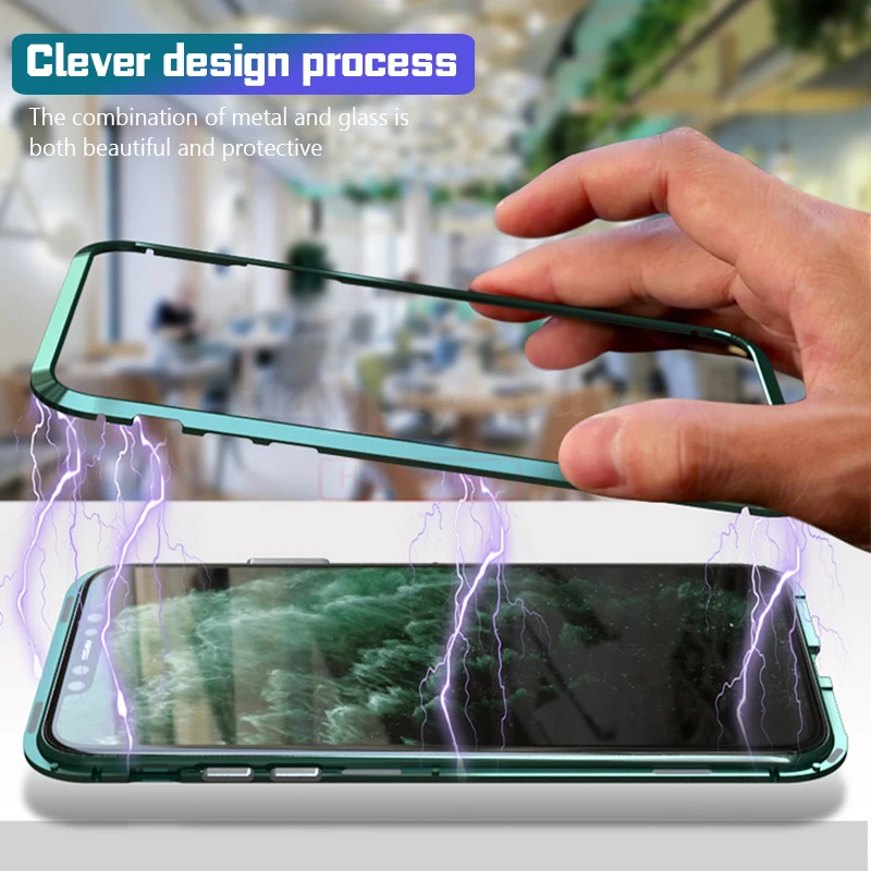 Магнитный адсорбционный чехол для телефона iPhone 11 Pro Max, чехол с магнитом для iPhone 11 Pro Max, чехол, чехлы из металла, Bumber Coque