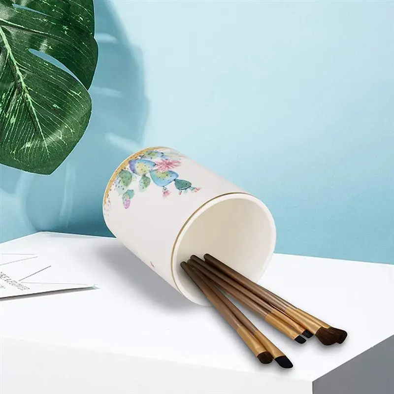 

1pc Ceramics Storage Cup Makeup Brush Holder Pen Holder (Assorted Colo)