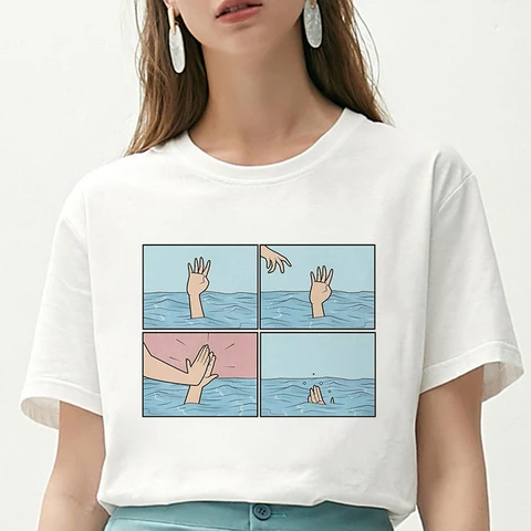 Женская летняя футболка с коротким рукавом и эстетичным графическим принтом из полиэстера