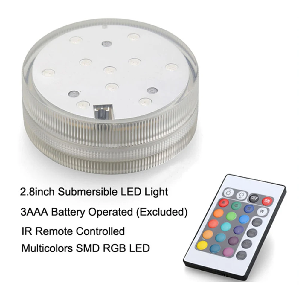 

(5 Pieces/lot) Battery submersible led Light Remote Control RGB color 16 colors for wedding party decorations