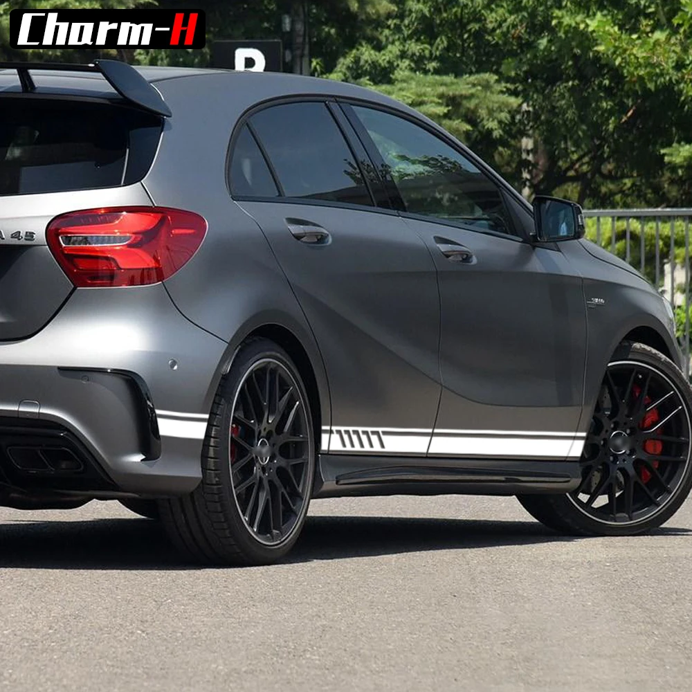 Издание 1 стиль боковые полосы наклейки для Mercedes Benz W176 класс A45 AMG A180 A200 A250-5D углеродного волокна/белый/серебристый