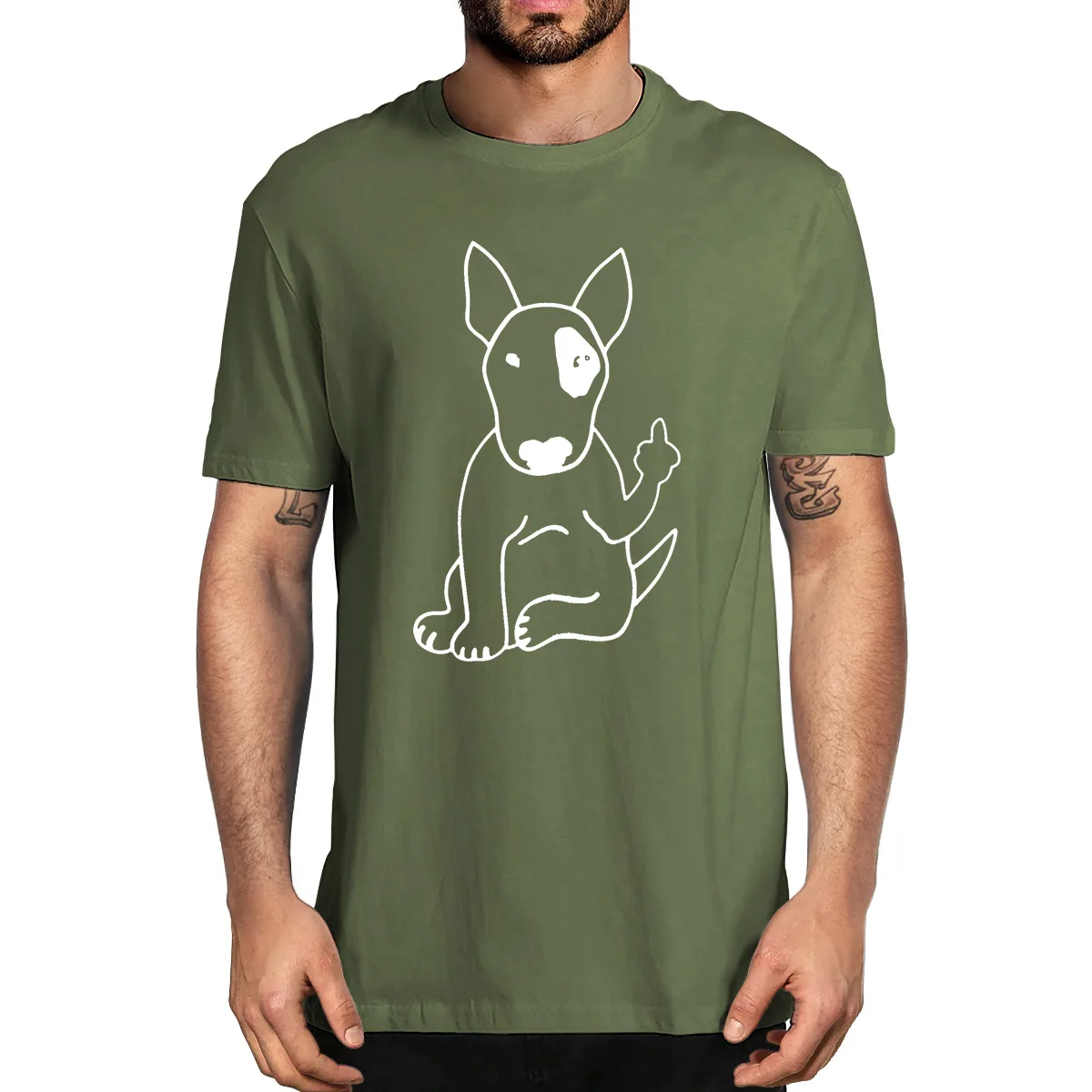 Унисекс 100% хлопок смешной Английский бультерьер средний палец искусственная