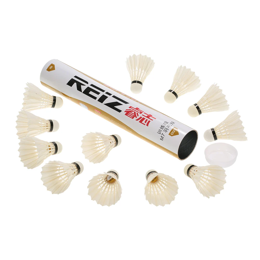

12pcs Badmintons Duck/Goose Feather Cock/Foam Head Shuttle Cocks Shuttlecocks Set Badminton Ball Game with Storage Tube