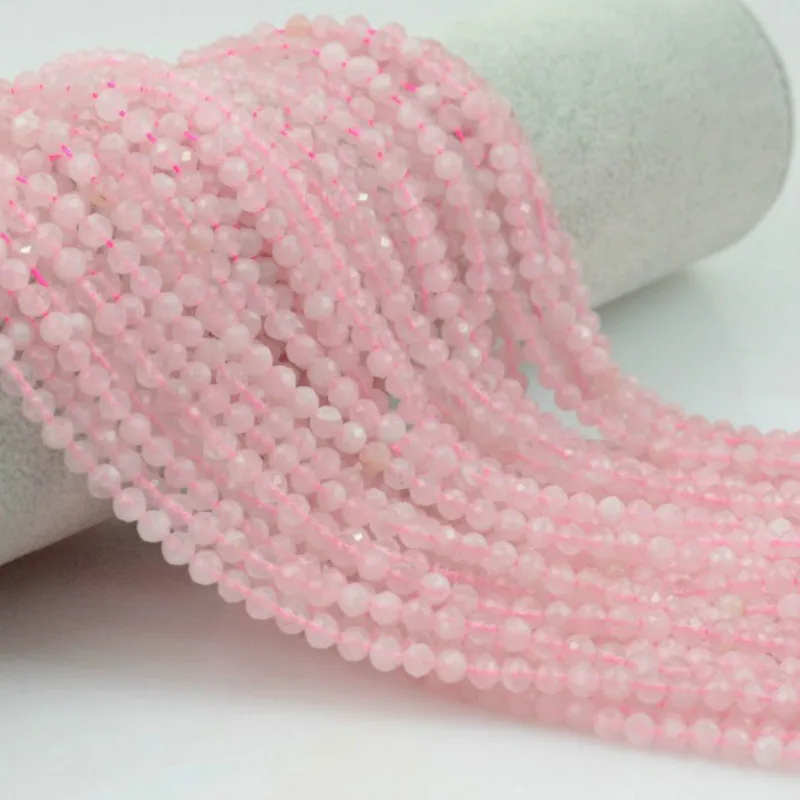 Граненые бусины из натурального камня с розовыми кристаллами 2 3 мм полуфабрикаты