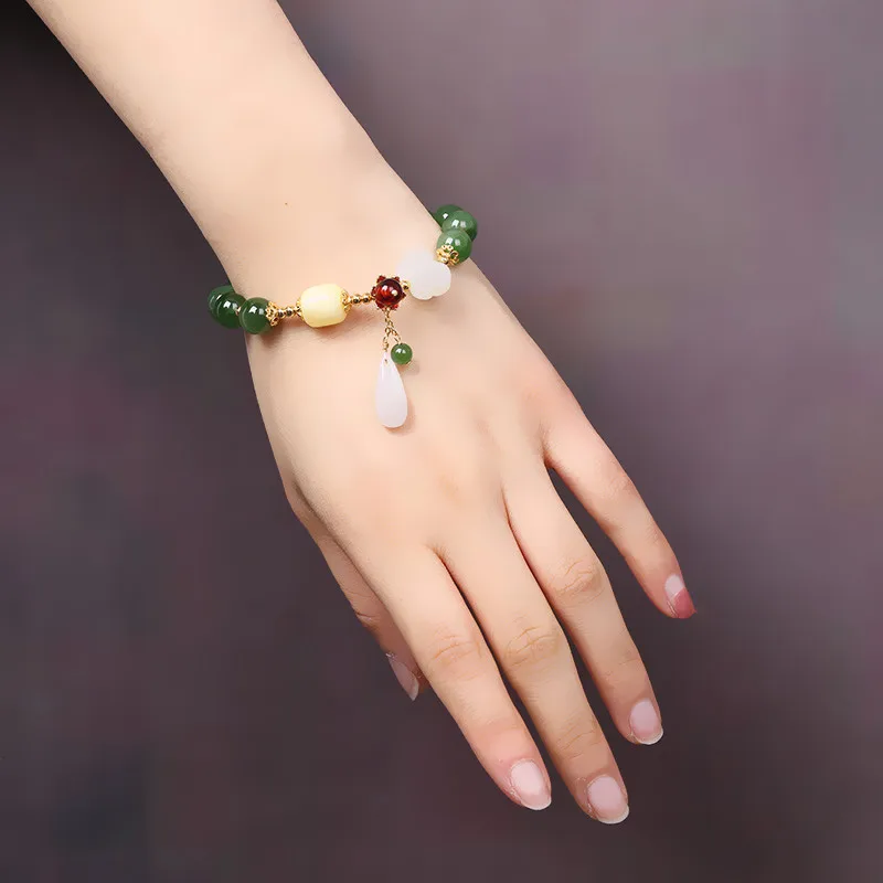 

S925 Sterling Silver Hand-Designed Hetian Jasper Women's Bracelet