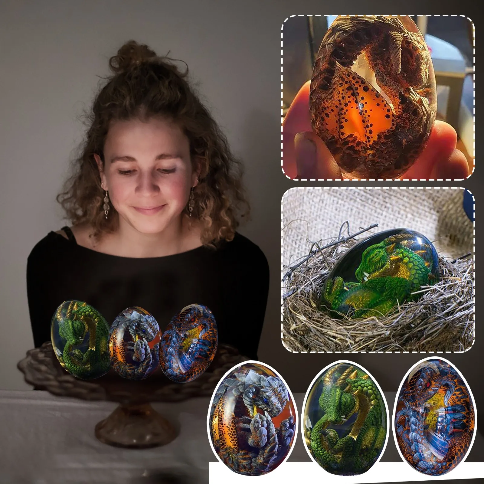 Креативная мечта прозрачная Лава Дракон яйцо полимерная скульптура настольные