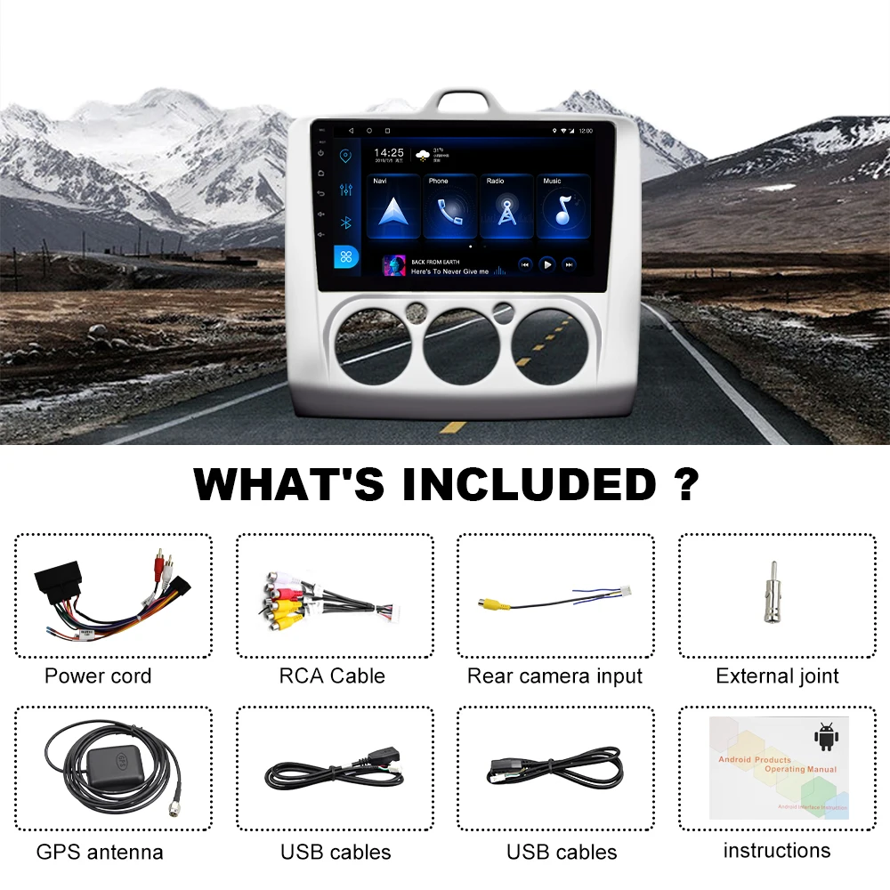 Автомагнитола AMPrim 9 дюймов Android 0 Dvd-плеер для ford focus EXI MT 2 3 Mk2 2004- GPS-навигация 2Din GPS