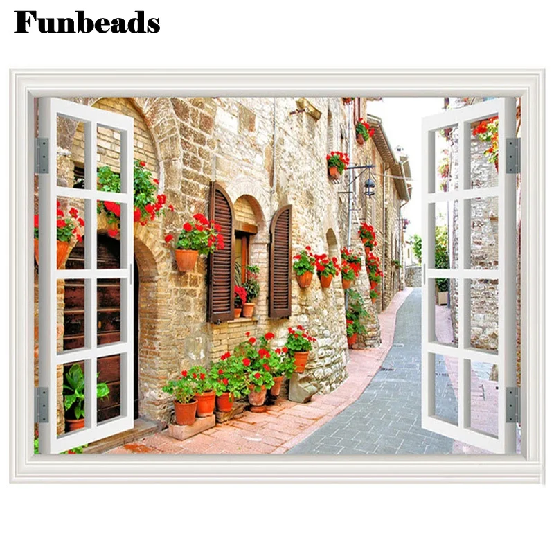 Diy 5D алмазная вышивка Европейский городок улица квадратная круглая дрель мозаика
