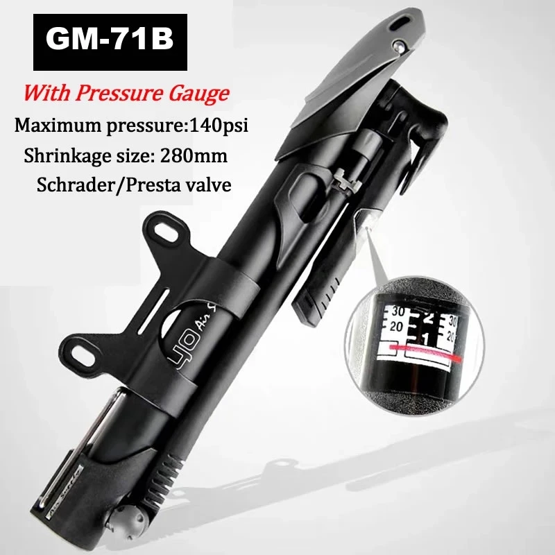 GIYO Велосипедные насосы с Давление датчик 140psi складной велосипед мяч Алюминий
