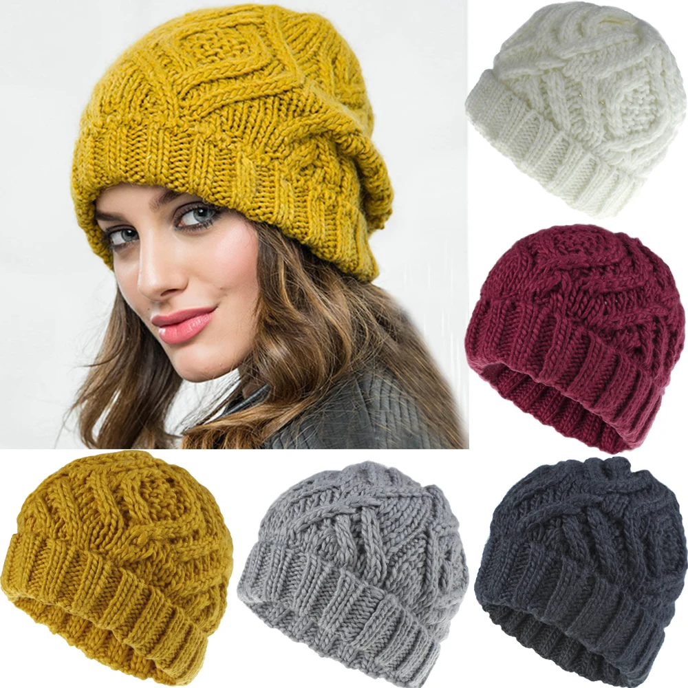 

Модные осенне-зимние шапки для женщин, шерстяная вязаная шапка с геометрическим рисунком, однотонная Шапка-бини ручной работы, шапки, женск...