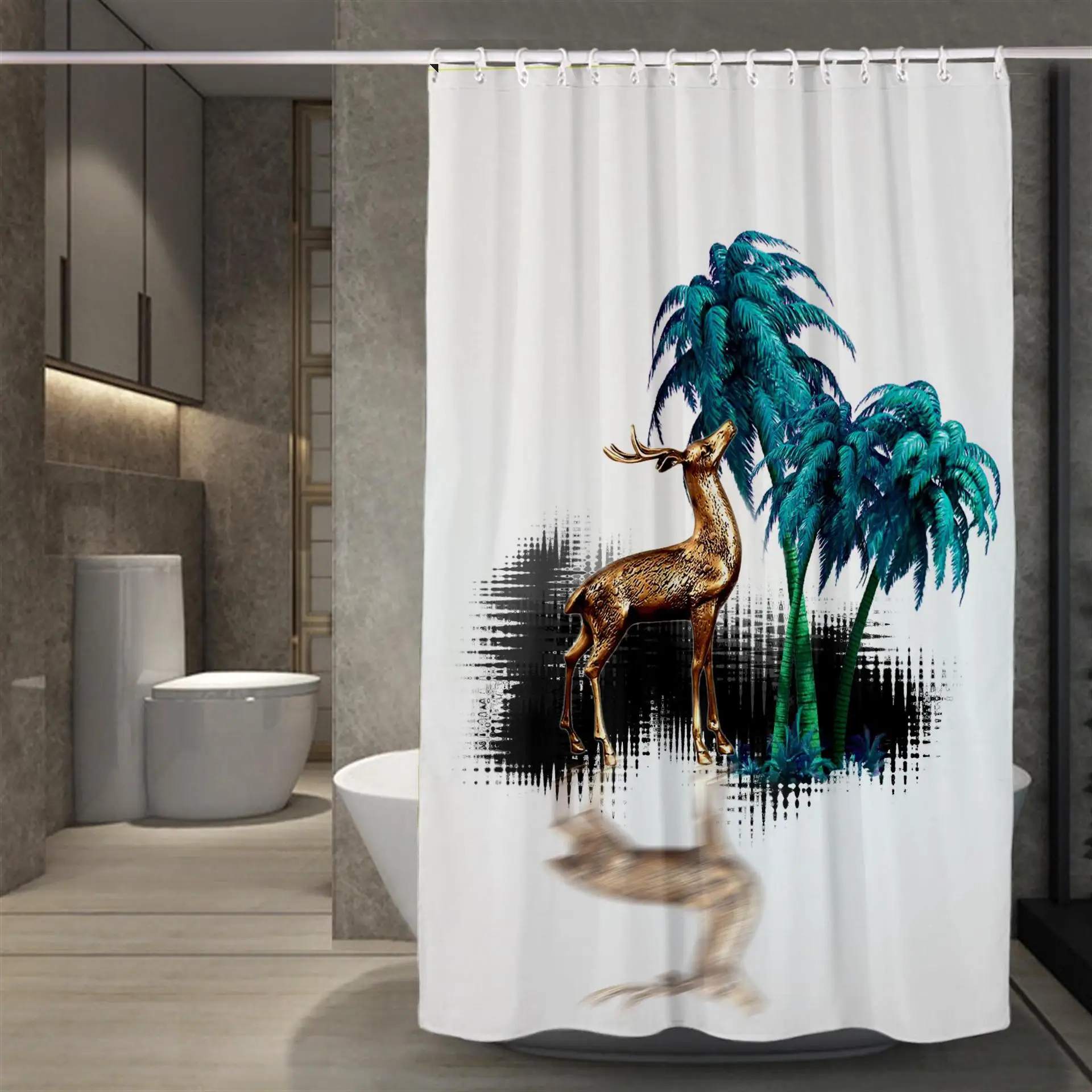 Современные занавески для душа водонепроницаемая ткань птица рыба растения