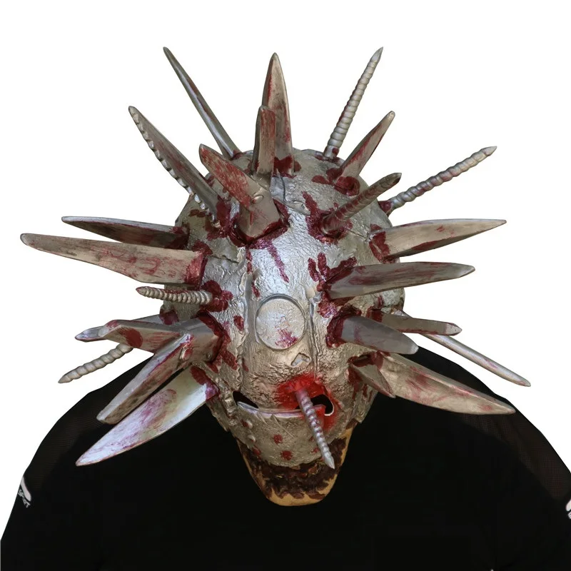 

Knives Zombie Terror Mask The Walking Dead Mask Halloween Party with Simulation Weapons on Head Latex Helmet Blade People Mask