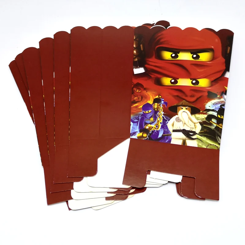 

6pcs/pack Happy Birthday Party Cady Box Baby Shower Ninjago Theme Popcorn Gifts Case Decorate Kids Boys Favors Events Supplies