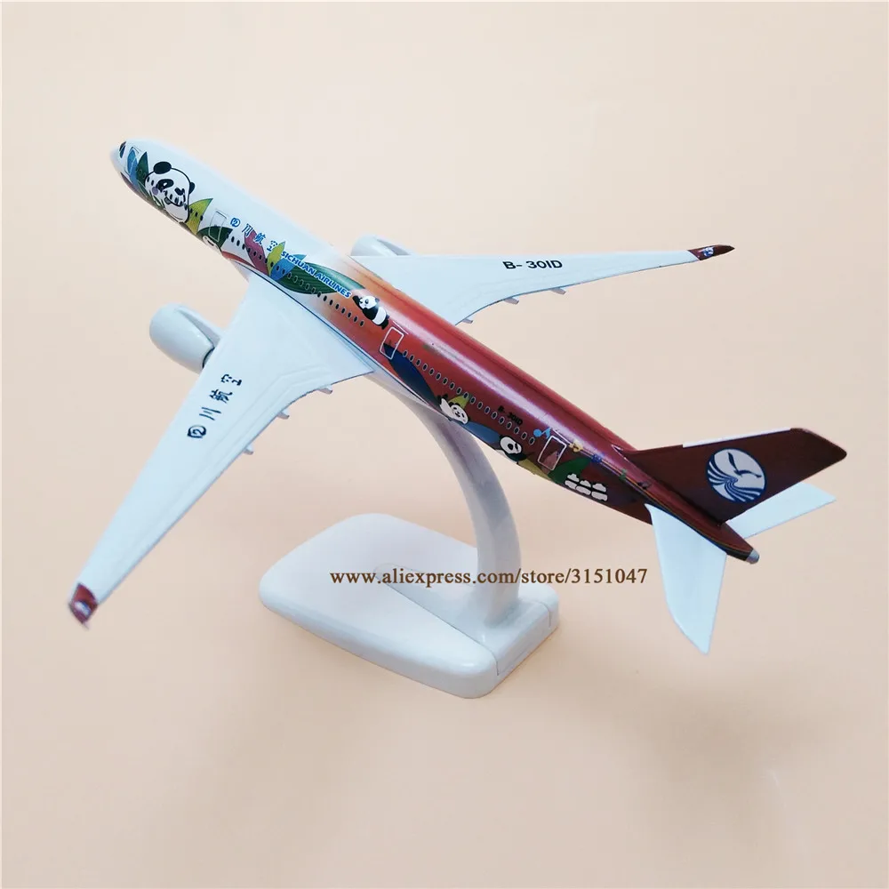 20 см металлическая модель самолета Air China SiChuan Airbus 350 A350 с пандой подставкой