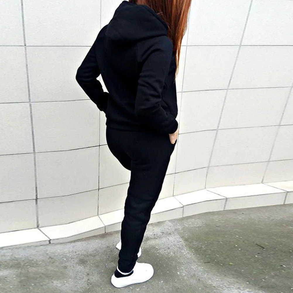 

Two-piece Sports Women Tracksuit Solid Color Long Sleeve Hoodies Sweatpants Set