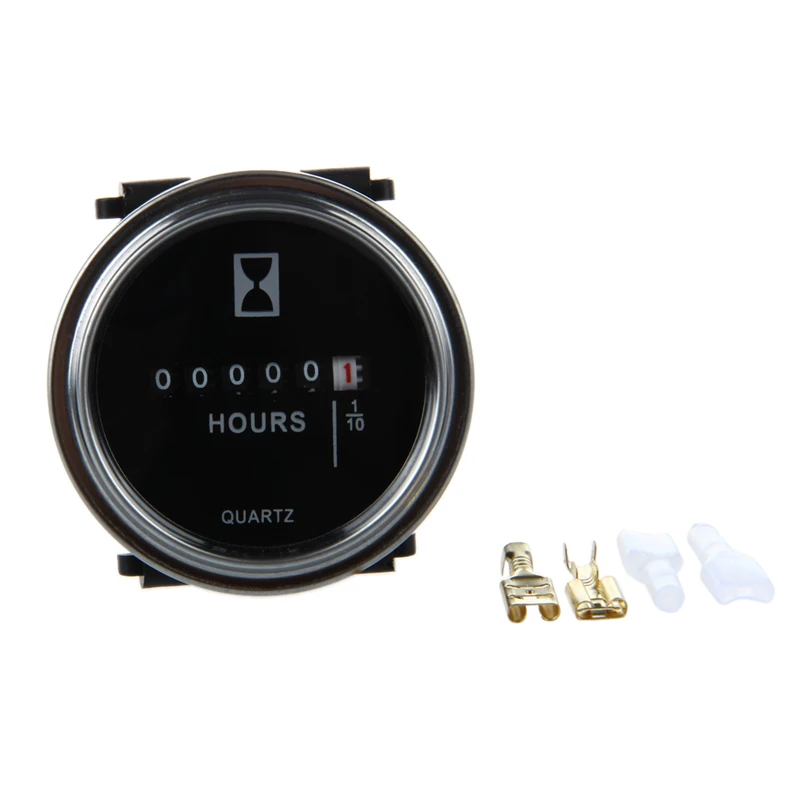 

Hour Meter 6 to 80 Volts DC - Round Silvery Trim Ring