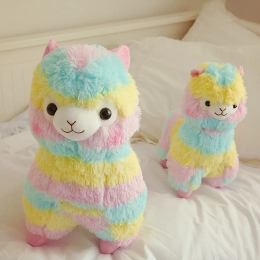 

20-50cm Rainbow Alpaca Doll Pillow Plush Toy Stripe Grass Mud Horse Beast Kawaii Creative Home Decor Valentine Day Girls Gift