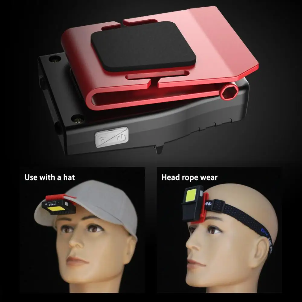 COB светодиодный индукционный головной убор с клипсой Фонарь для рыбалки