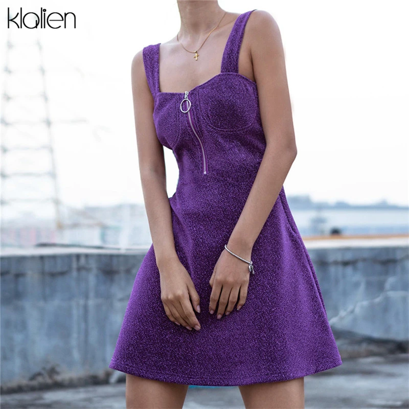 Женское блестящее платье-трапеция kalien элегантное фиолетовое платье без рукавов