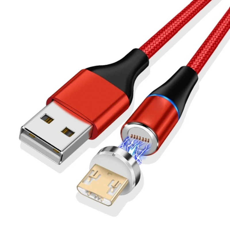 Red Micro Cable 1 м 2 м 3 а быстрый Магнитный зарядный кабель с 360 вращением круглые USB кабели для samsung Galaxy S9/S9 Plus/S10/S10e/S10Plus - Цвет: Red Micro Cable