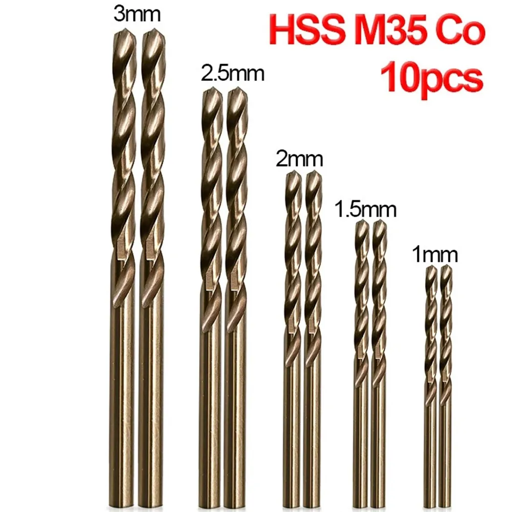 

10pcs HSS M35 Cobalt Drill Bit 1mm 1.5mm 2mm 2.5mm 3mm Used For Stainless Steel Workshop Equipment Power Tools