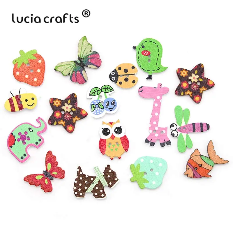 Lucia crafts деревянные Мультяшные пуговицы Animal аксессуары для шитья одежды с 2
