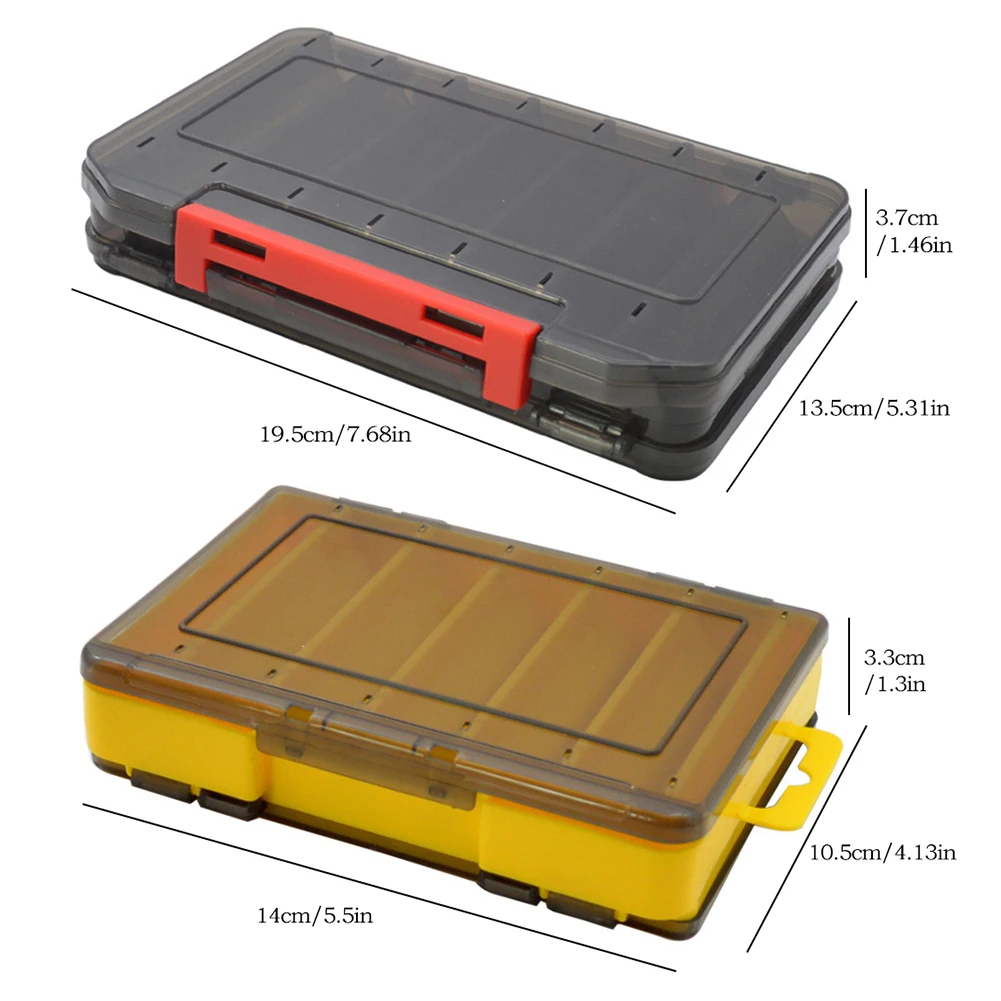

Reversible Double Sided Fishing Tackle Box Compartments Bait Lure Hook Storage Box Fishing Accessories Plastic Storage Case