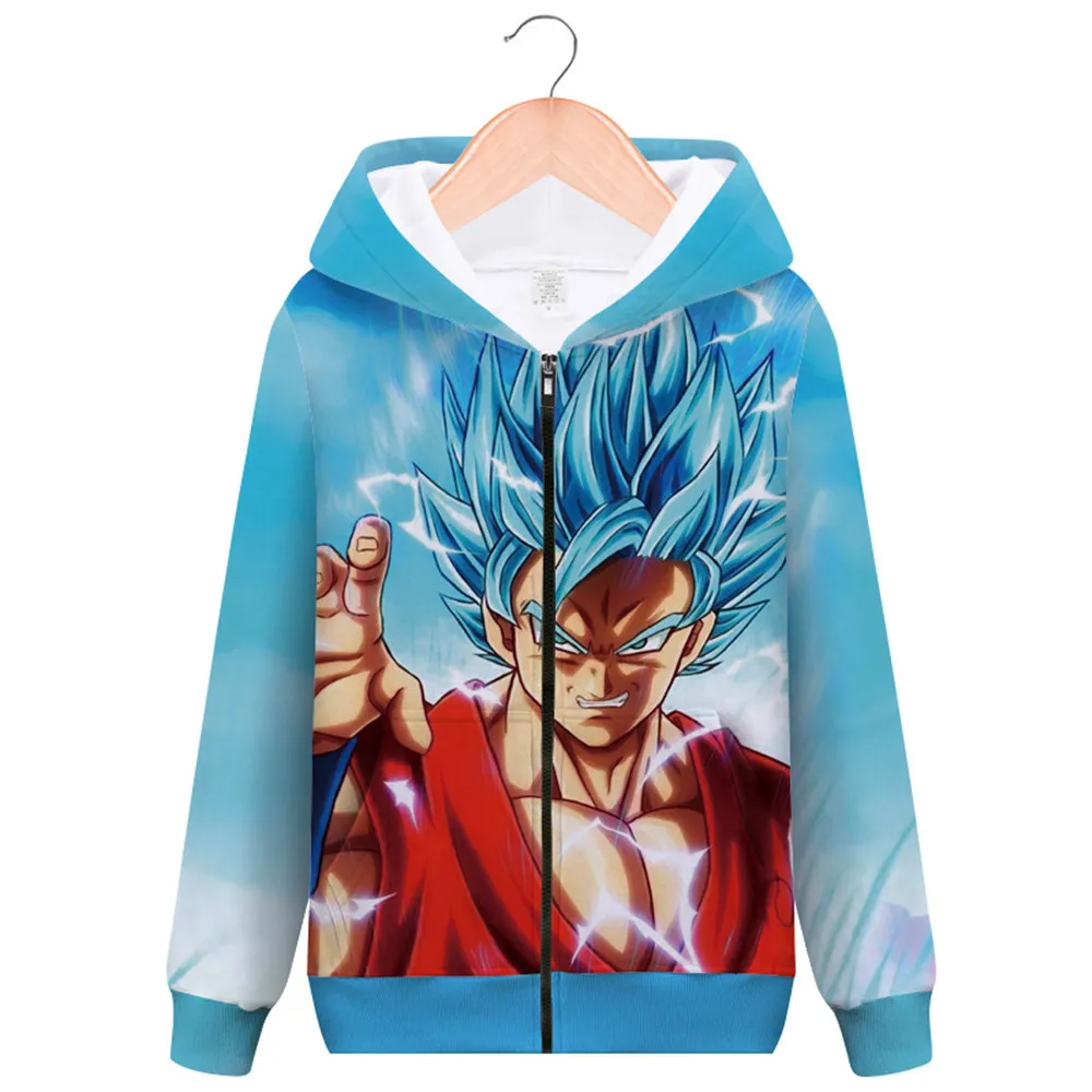 Косплей Аниме Драконий жемчуг Z Goku 3D толстовки на молнии унисекс куртка