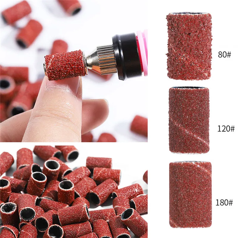 100 Pcs/Set 3 Sizes Nail Sanding Bands For Bit Manicure Pedicure UV Gel Replacement Remover Milling Cutter | Красота и здоровье