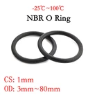 Уплотнительное кольцо NBR, уплотнительная прокладка, толщина CS, 1 мм, внешний диаметр 3  80 мм, нитриловая бутадиеновая резиновая прокладка, шайба с маслостойкостью, круглая черная форма, 50 шт.