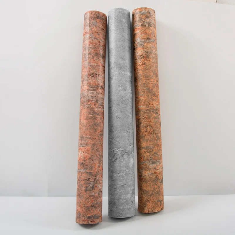 Vintage Solid Color Wallpaper Cement Home Decor Retro Rust Yellow Grey Waterproof Rolling Paper Contact | Обустройство дома