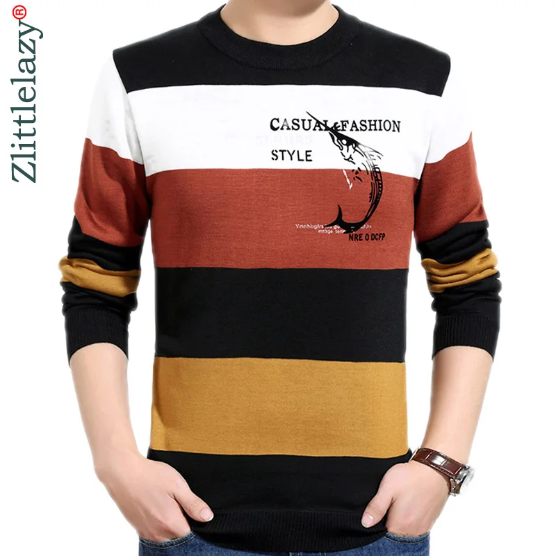 2020 дизайнерский пуловер полосатый мужской свитер тонкий трикотажный Мужская