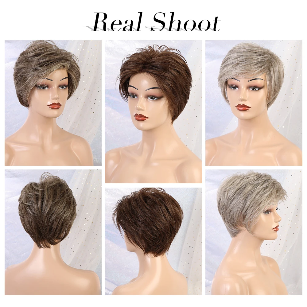 Haircube синтетические парики на кружеве 6 дюймов 50% человеческие волосы смесь Pixie Cut короткие волосы парик с натуральной линией волос для женщин 4 цвета