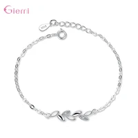 hot sale s925 sterling silver paved aaa high quality charm crystal leaf bracelets for girls fashion women jewelry anniversary