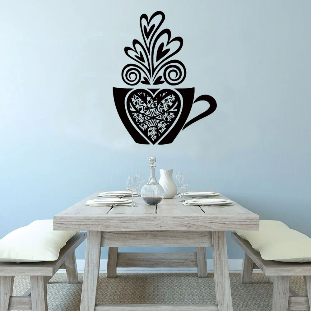 

Романтические виниловые наклейки на стену в виде чашки кофе и чая