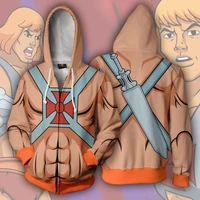 he man and the masters of the universe cosplay costume 3d print sweatshirt zipper hooded cartoon sweatshirt fashion jackets